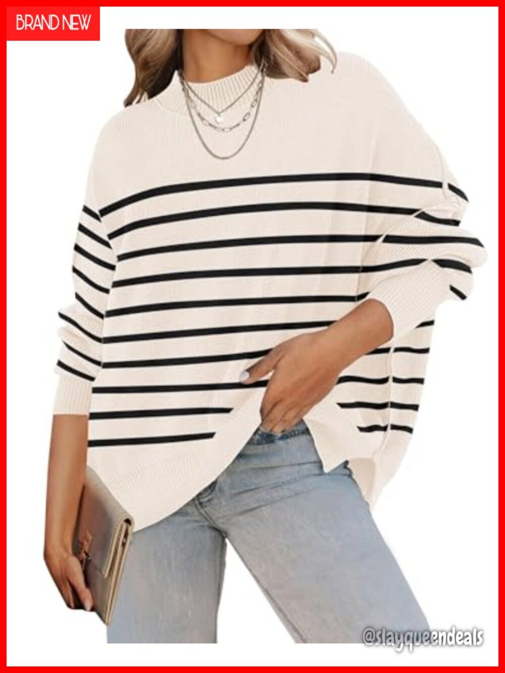Oversized Ribbed Knit Sweater Batwing Sleeve Tunic Pullover